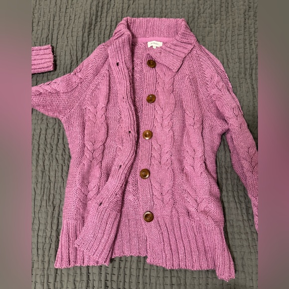 Bohme Womens Pink Chunky Cableknit Cardigan Sweater - Picture 4 of 7
